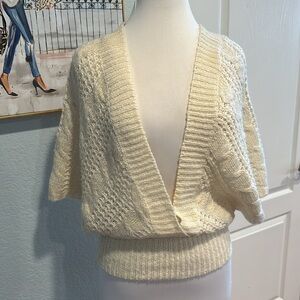 Rock • Cream Cable Knit Deep V Sweater • Sz S • NWT!
